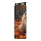ポメラニア犬紅葉秋インスパイア タンブラー (回転左)