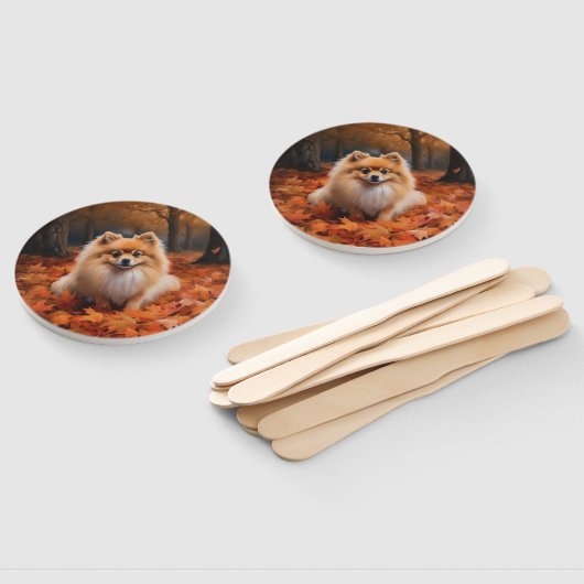 ポメラニア犬紅葉秋インスパイア ハンドファン (組立なし)