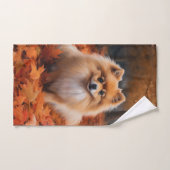 ポメラニア犬紅葉秋インスパイア バスタオルセット (ハンドタオル)