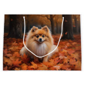 ポメラニア犬紅葉秋インスパイア ラージペーパーバッグ (正面)