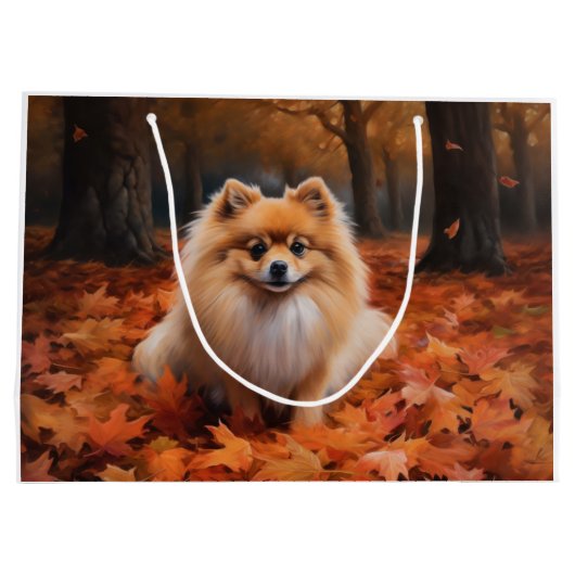 ポメラニア犬紅葉秋インスパイア ラージペーパーバッグ (裏面)
