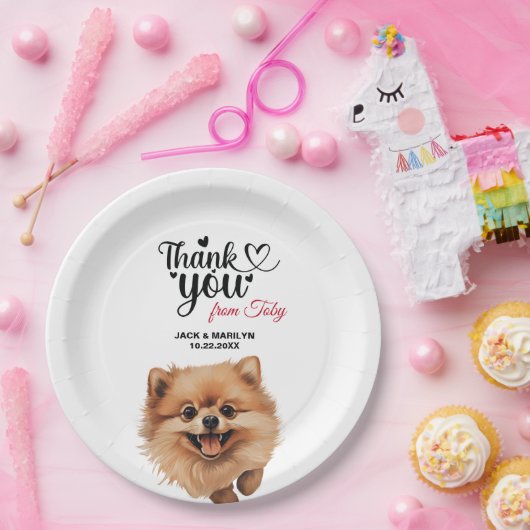 ポメラニア犬結婚の感謝 ペーパープレート (パーティー)