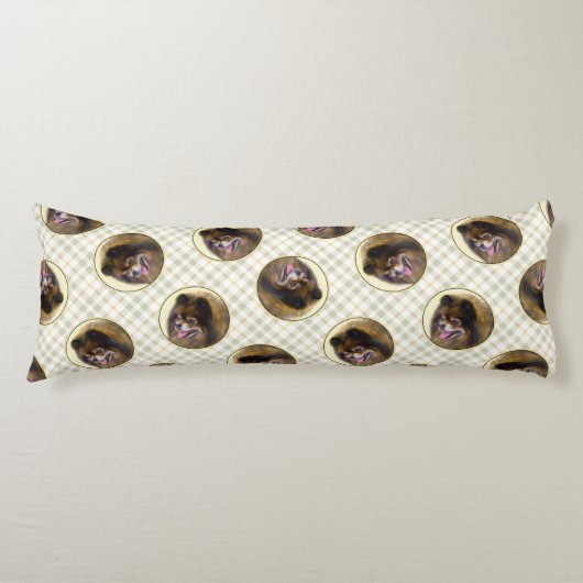 ポメラニア犬絵を描ズオレンジセーブルオリジナルドッグアート ボディピロー (正面)