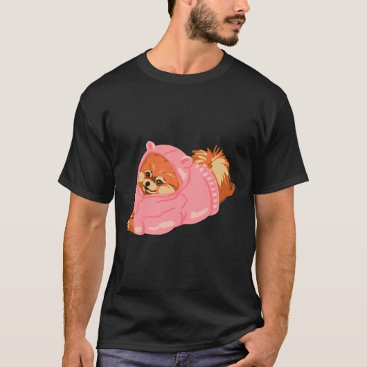 ポメラニア犬舌及び顔カバー Tシャツ (正面)