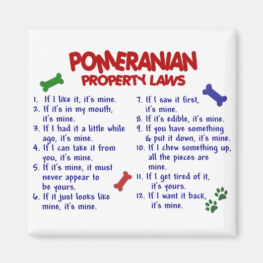 ポメラニア犬財産法2 マグネット (正面)