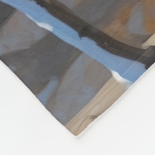 ポメラニア犬走のクリスマス帽子と雪の中 フリースブランケット (角)