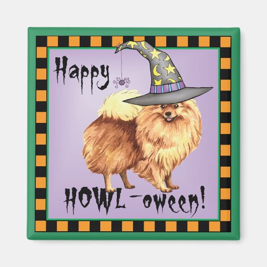 ポメラニア犬魔女 マグネット (正面)