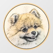 ポメラニア犬(オレンジ絵画色) - Dog Artオリジナル ウィンドウサイン (シート)