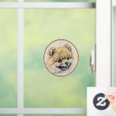 ポメラニア犬(オレンジ絵画色) - Dog Artオリジナル ウィンドウサイン (ホーム)