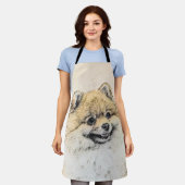 ポメラニア犬(オレンジ絵画色) - Dog Artオリジナル エプロン (着用した状態)
