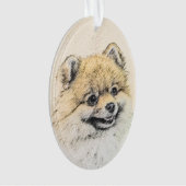 ポメラニア犬(オレンジ絵画色) - Dog Artオリジナル オーナメント (正面)