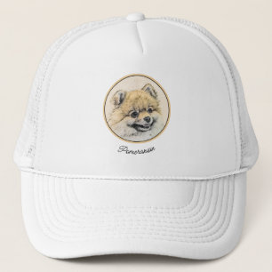 ポメラニア犬(オレンジ絵画色) - Dog Artオリジナル キャップ