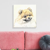ポメラニア犬(オレンジ絵画色) - Dog Artオリジナル キャンバスプリント (インサイチュ (リビング))