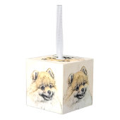 ポメラニア犬(オレンジ絵画色) - Dog Artオリジナル キューブオーナメント (裏面アングル)