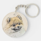 ポメラニア犬(オレンジ絵画色) - Dog Artオリジナル キーホルダー (裏面)