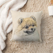 ポメラニア犬(オレンジ絵画色) - Dog Artオリジナル クッション (ブランケット)