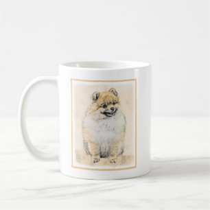 ポメラニア犬(オレンジ絵画色) - Dog Artオリジナル コーヒーマグカップ