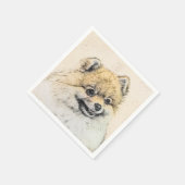ポメラニア犬(オレンジ絵画色) - Dog Artオリジナル スタンダードカクテルナプキン (角)