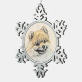 ポメラニア犬(オレンジ絵画色) - Dog Artオリジナル スノーフレークピューターオーナメント (右)