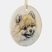 ポメラニア犬(オレンジ絵画色) - Dog Artオリジナル セラミックオーナメント (右)