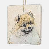 ポメラニア犬(オレンジ絵画色) - Dog Artオリジナル セラミックオーナメント (左)