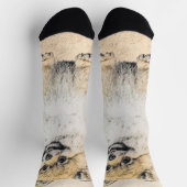 ポメラニア犬(オレンジ絵画色) - Dog Artオリジナル ソックス (上部)