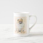 ポメラニア犬(オレンジ絵画色) - Dog Artオリジナル ボーンチャイナマグカップ (右)