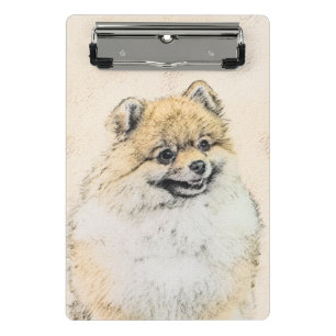 ポメラニア犬(オレンジ絵画色) - Dog Artオリジナル ミニクリップボード