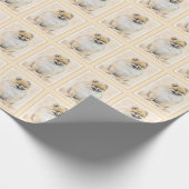 ポメラニア犬(オレンジ絵画色) - Dog Artオリジナル ラッピングペーパー (角)