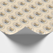 ポメラニア犬(オレンジ絵画色) - Dog Artオリジナル ラッピングペーパー (角)