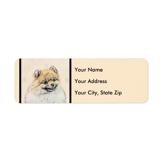 ポメラニア犬(オレンジ絵画色) - Dog Artオリジナル ラベル (正面)
