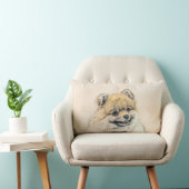 ポメラニア犬(オレンジ絵画色) - Dog Artオリジナル ランバークッション (椅子)