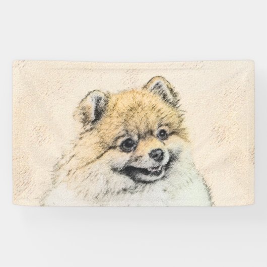 ポメラニア犬(オレンジ絵画色) - Dog Artオリジナル 横断幕 (横)
