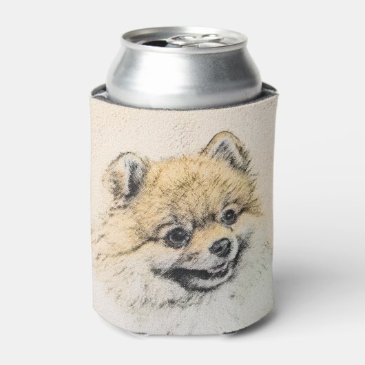 ポメラニア犬(オレンジ絵画色) - Dog Artオリジナル 缶クーラー (缶正面)