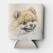 ポメラニア犬(オレンジ絵画色) - Dog Artオリジナル 缶クーラー (正面)