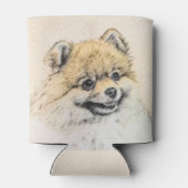 ポメラニア犬(オレンジ絵画色) - Dog Artオリジナル 缶クーラー (裏面)