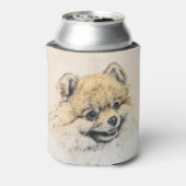 ポメラニア犬(オレンジ絵画色) - Dog Artオリジナル 缶クーラー (缶裏面)