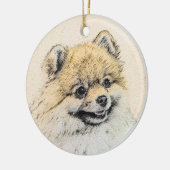 ポメラニア犬(オ絵画レンジ) -オリジナルドッグアート セラミックオーナメント (左)