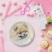 ポメラニア犬(オ絵画レンジ) -オリジナルドッグアート ペーパープレート (パーティー)