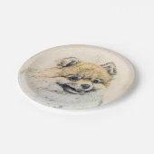 ポメラニア犬(オ絵画レンジ) -オリジナルドッグアート ペーパープレート (アングル)