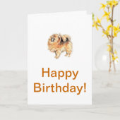 ポメラニア犬 カード (黄色い花)