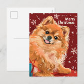 ポメラニア犬 シーズンポストカード (正面/裏面)