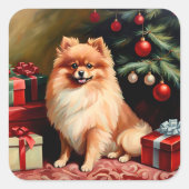 ポメラニア犬 スクエアシール (正面)