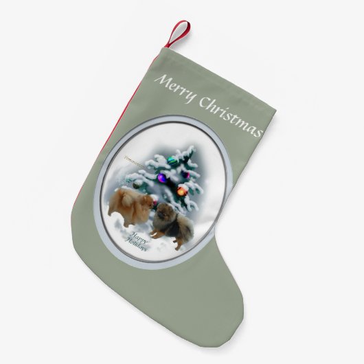 ポメラニア犬 スモールクリスマスストッキング (正面 (吊り時))