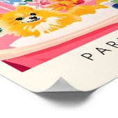 ポメラニア犬、ドッグアートプリント、ピンクドパミン ポスター (角)