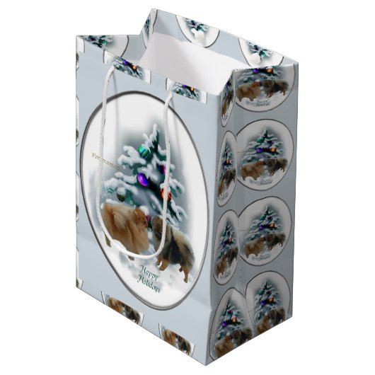 ポメラニア犬 ミディアムペーパーバッグ (正面アングル)