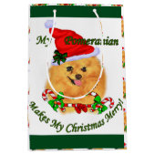 ポメラニア犬 ミディアムペーパーバッグ (正面)