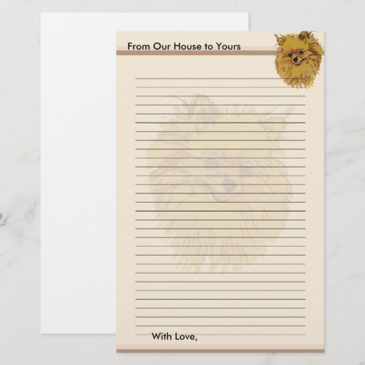 ポメラニア犬 便箋 (正面/裏面)