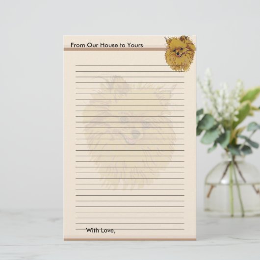 ポメラニア犬 便箋 (スタンド正面)