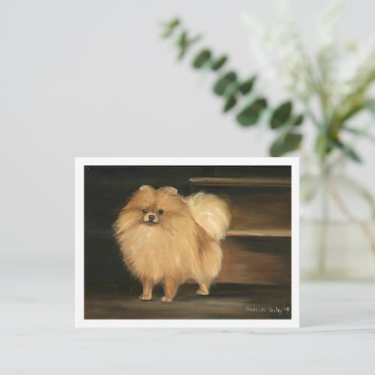 「ポメラニア犬」犬芸複製はがき ポストカード (スタンド正面)